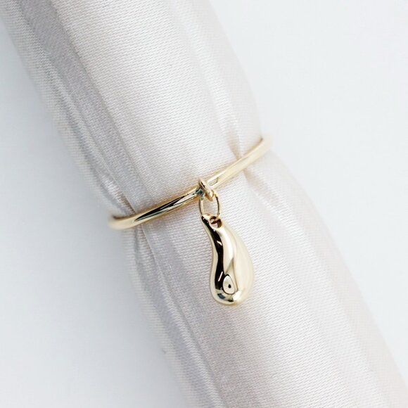TIFFANY&Co. teardrop Ring Elsa Peretti K18 yellow gold #6.0(US Size) 2.4g ... - Picture 3 of 5